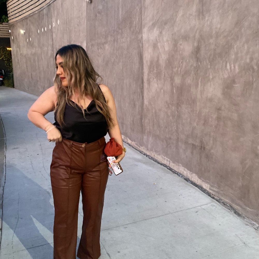 Faux leather brown pants